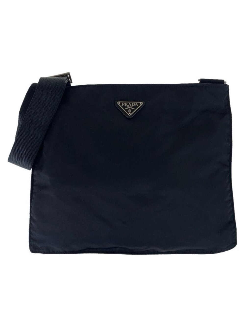 Prada Tessuto Black Silver Nylon Shoulder Bag